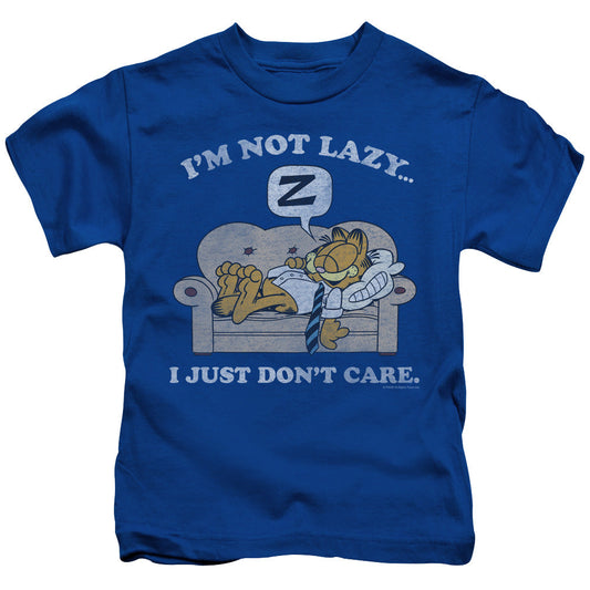 Garfield Not Lazy Juvenile Kids Youth T Shirt Royal Blue