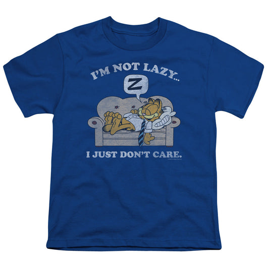 Garfield Not Lazy Kids Youth T Shirt Royal Blue