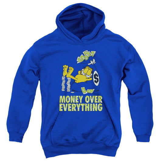 Garfield Money is Everyfthhing Kids Youth Hoodie Royal