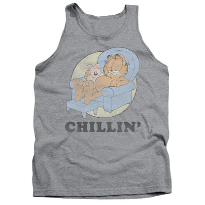 Garfield Chillin Mens Tank Top Shirt Athletic Heather