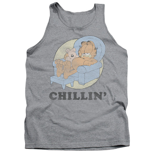 Garfield Chillin Mens Tank Top Shirt Athletic Heather
