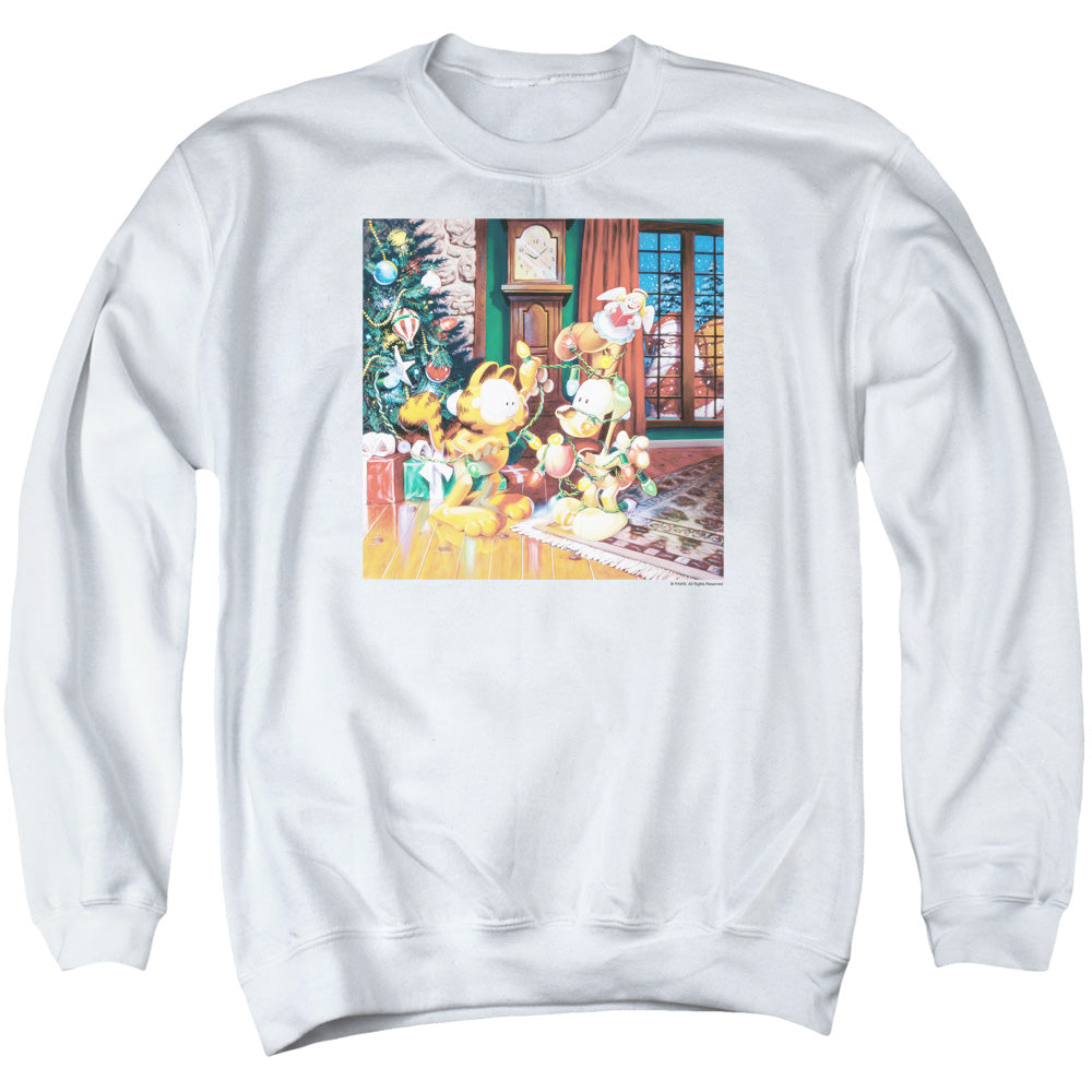 Garfield Odie Tree Mens Crewneck Sweatshirt White