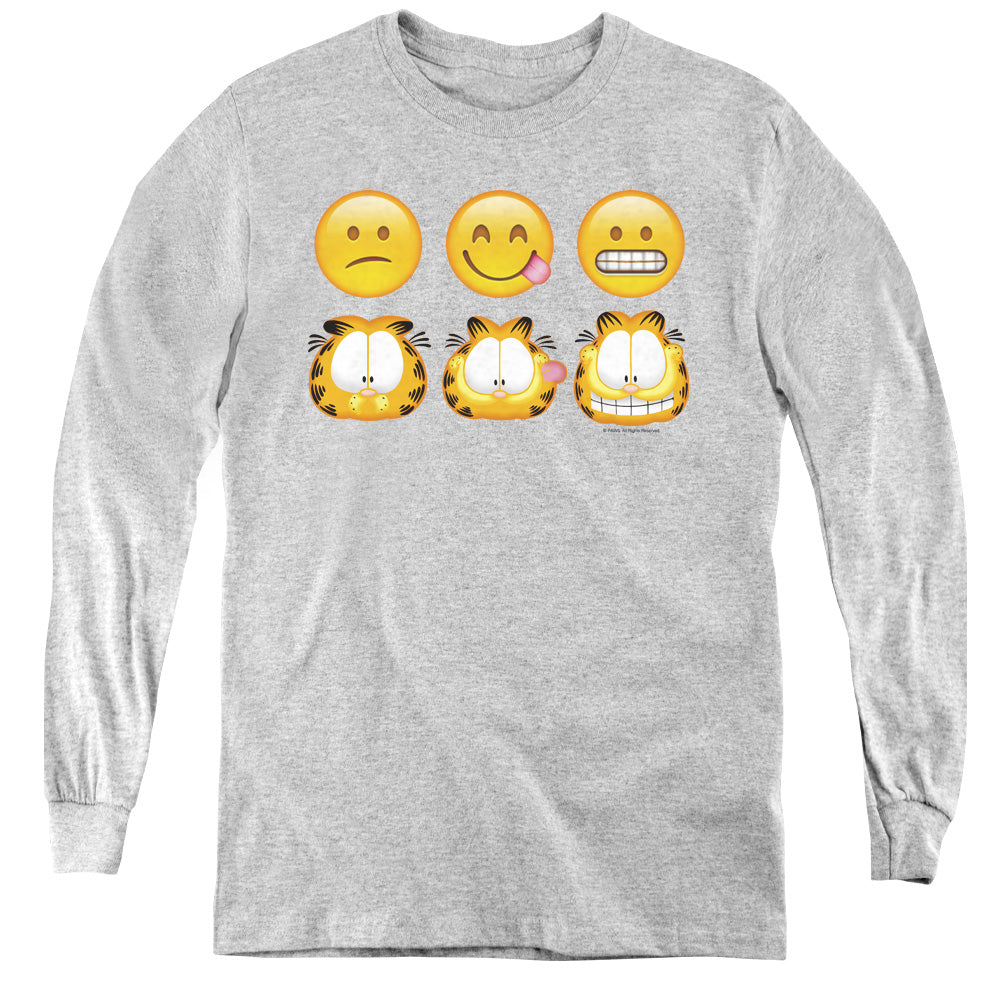 Garfield Emojis Long Sleeve Kids Youth T Shirt Athletic Heather
