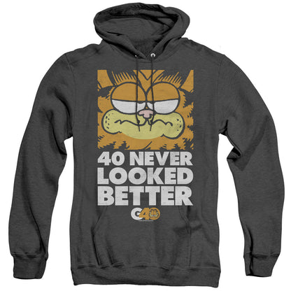 Garfield 40 Looks Mens Heather Hoodie Black Officially Licensed