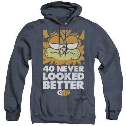 Garfield 40 Looks Mens Heather Hoodie Navy Officially Licensed