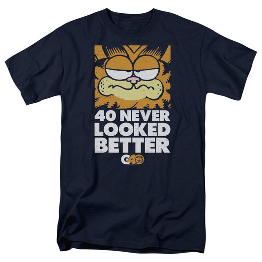 Garfield 40 Looks Mens T Shirt Navy Blue Officially Licensed