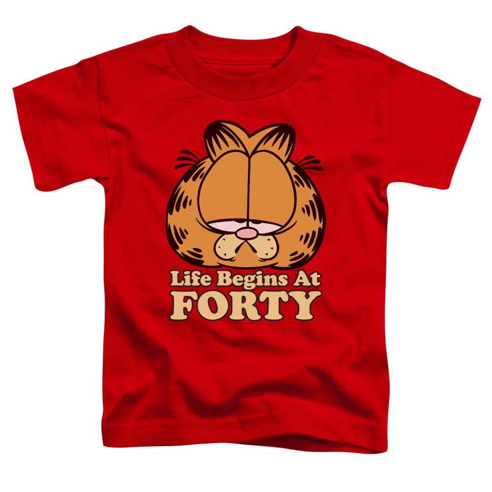 Garfield Life Begins at Forty Toddler Kids Youth T Shirt Red