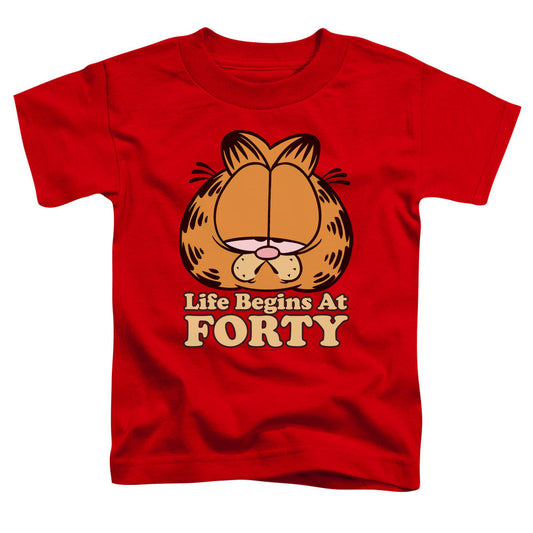 Garfield Life Begins at Forty Toddler Kids Youth T Shirt Red