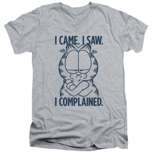 Garfield I Complained Mens Slim Fit V-Neck T Shirt Athletic Heather
