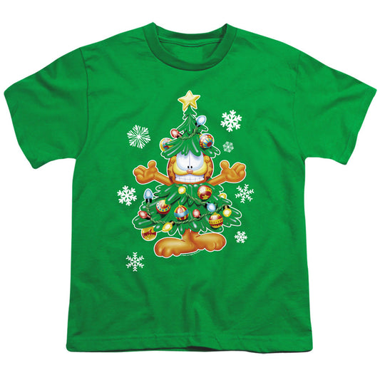Garfield Tree Kids Youth T Shirt Kelly Green