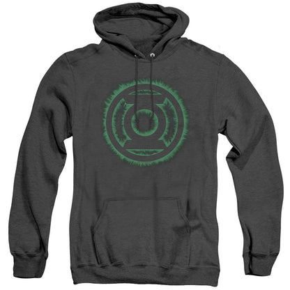 Green Lantern Green Flame Logo Mens Heather Hoodie Black Officially Licensed