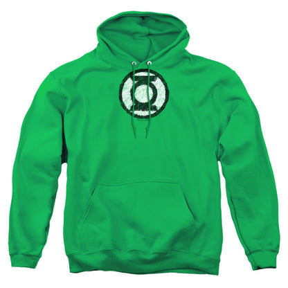 Green Lantern Scribble Lantern Logo Mens Hoodie Kelly Green Officially Licensed