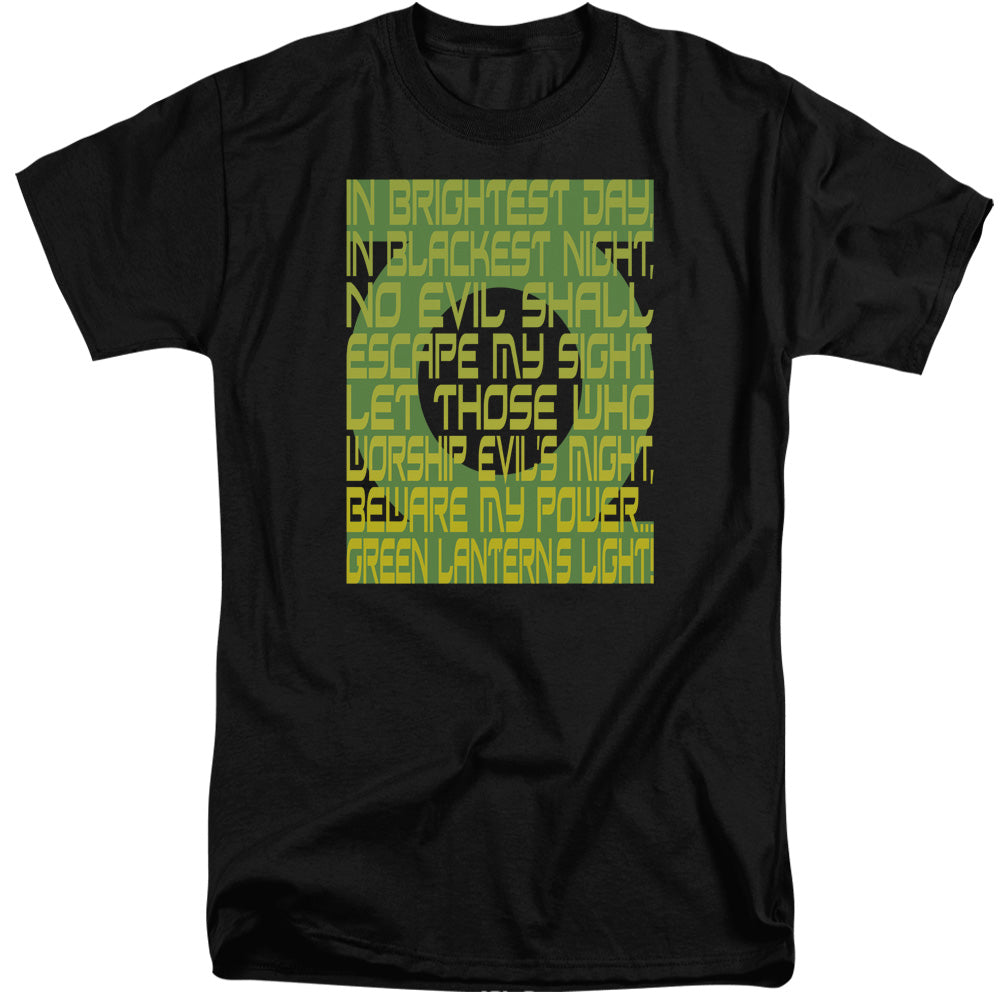 Green Lantern Green Lantern Oath Mens Tall T Shirt Black Officially Licensed