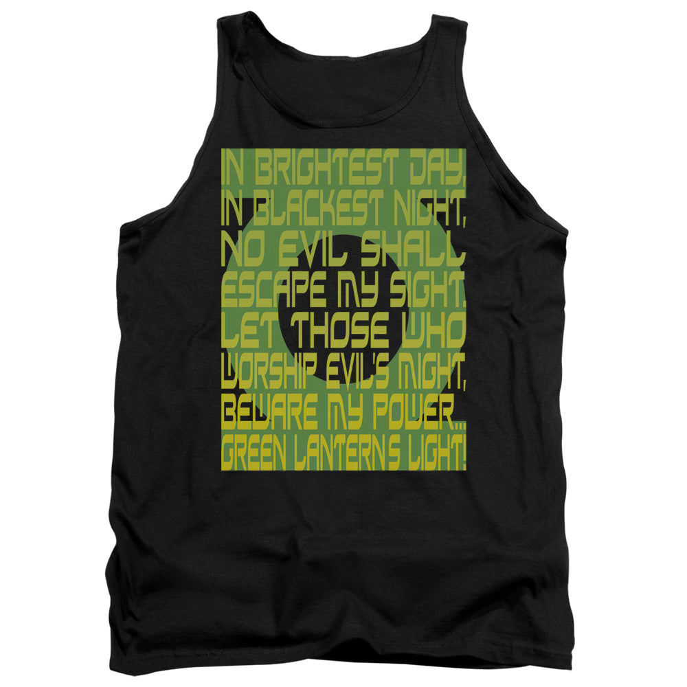 Green Lantern Green Lantern Oath Mens Tank Top Shirt Black Officially Licensed