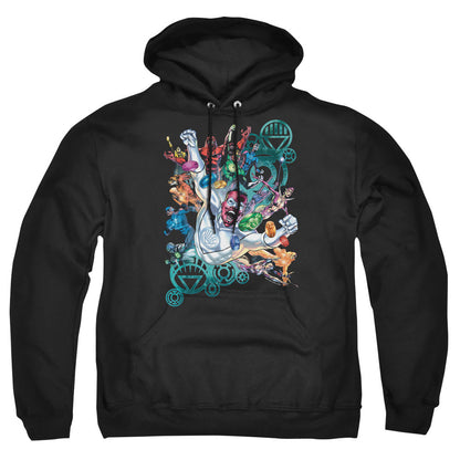 Green Lantern Lanterns Unite Mens Hoodie Black Officially Licensed