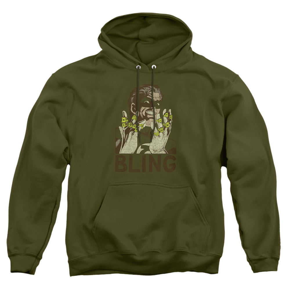 Green Lantern Bling Bling Mens Hoodie Military Green Officially Licensed