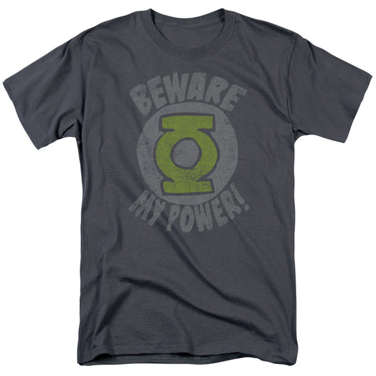Green Lantern Beware Mens T Shirt Charcoal Officially Licensed