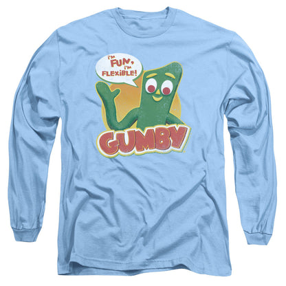 Gumby Fun & Flexible Mens Long Sleeve Shirt Carolina Blue Officially Licensed