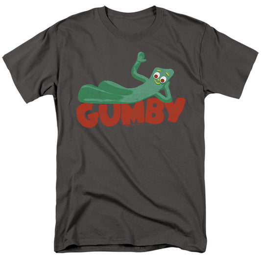 Gumby On Logo Mens T Shirt Charcoal Officially Licensed