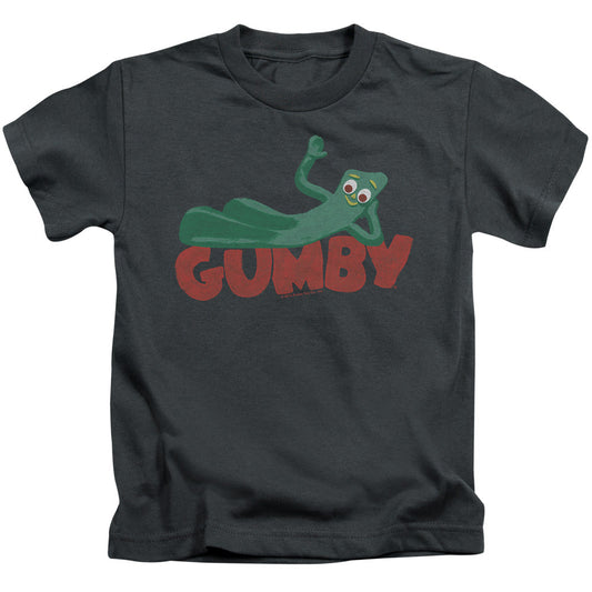 Gumby on Logo Juvenile Kids Youth T Shirt Charcoal