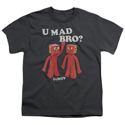 Gumby U Mad Bro Kids Youth T Shirt Charcoal