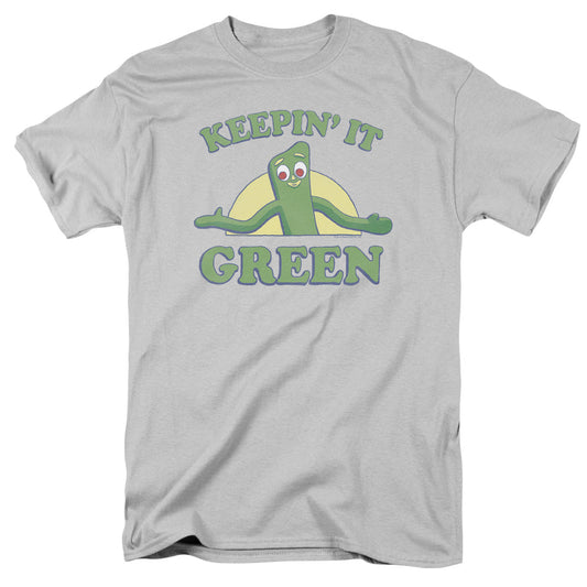 Gumby Keepin It Green Mens T Shirt Silver Officially Licensed