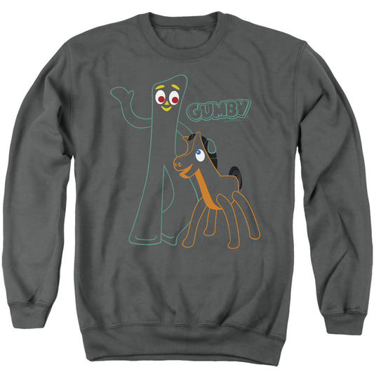 Gumby Outlines Mens Crewneck Sweatshirt Charcoal