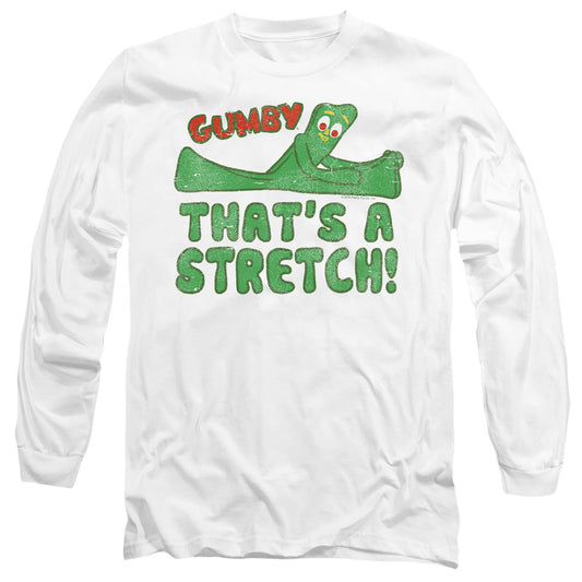 Gumby That’S A Stretch Mens Long Sleeve Shirt White Officially Licensed