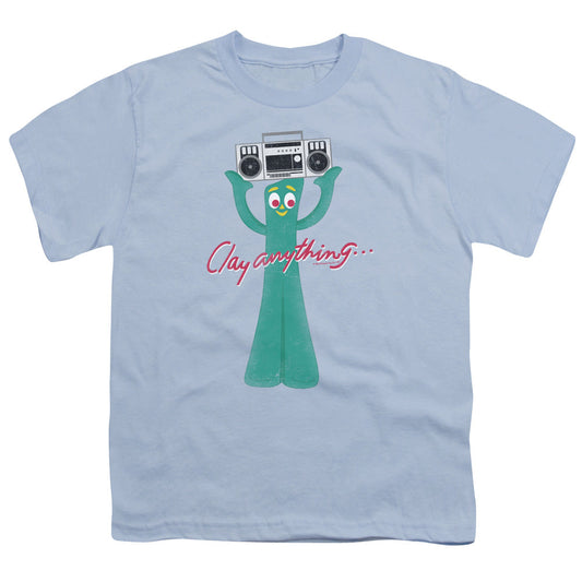 Gumby Clay Anything Kids Youth T Shirt Light Blue