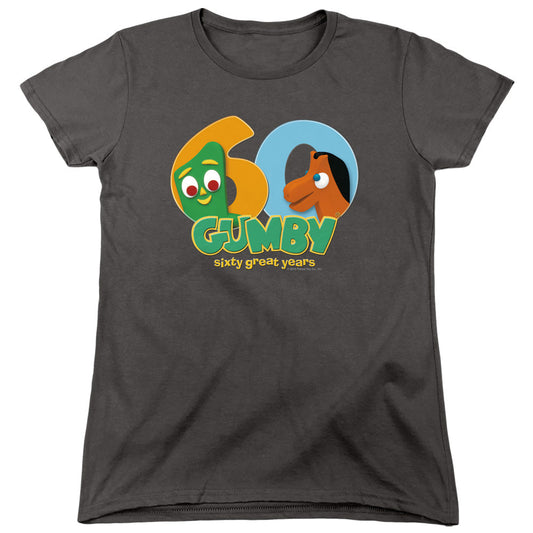 Gumby 60th Womens T Shirt Charcoal
