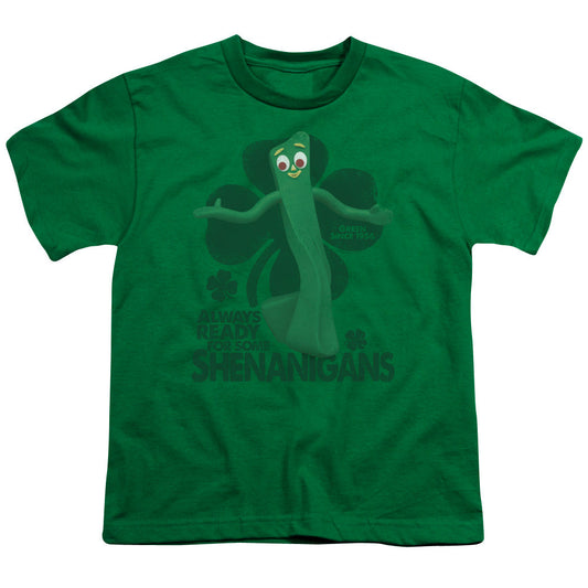 Gumby Shenanigans Kids Youth T Shirt Kelly Green