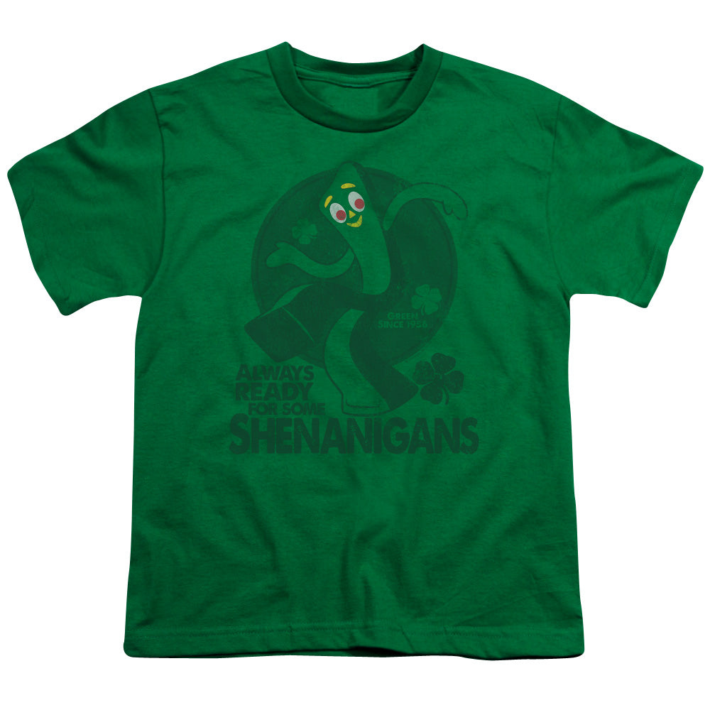 Gumby More Shenanigans Kids Youth T Shirt Kelly Green