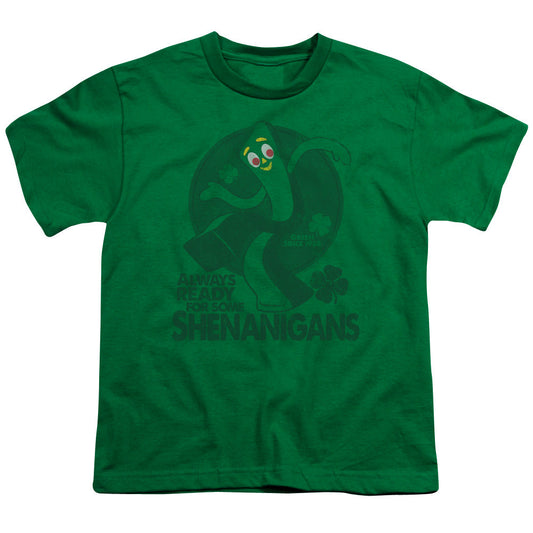 Gumby More Shenanigans Kids Youth T Shirt Kelly Green