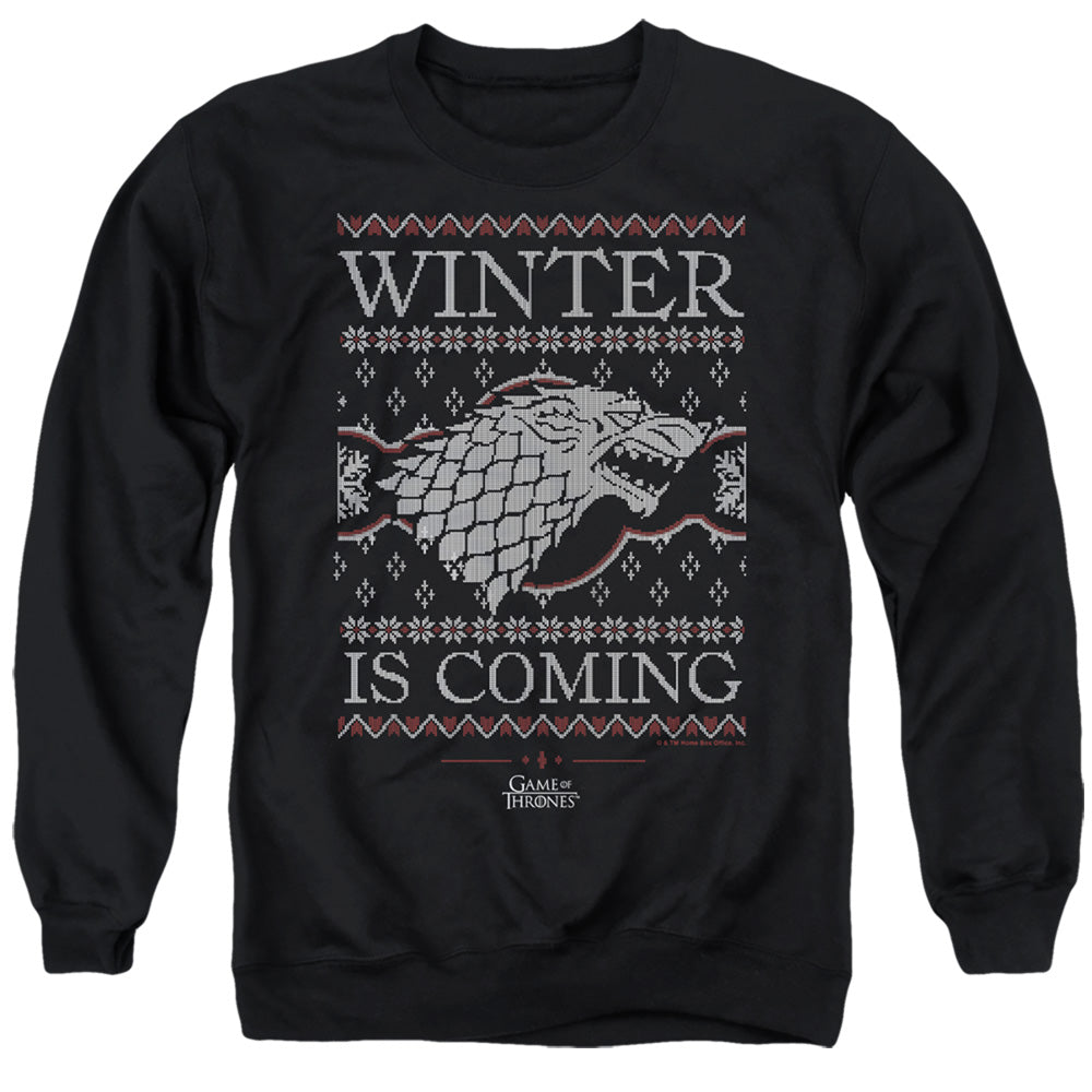 Game Of Thrones Winter Is Coming Ugly Christmas Mens Crewneck Sweatshirt Black