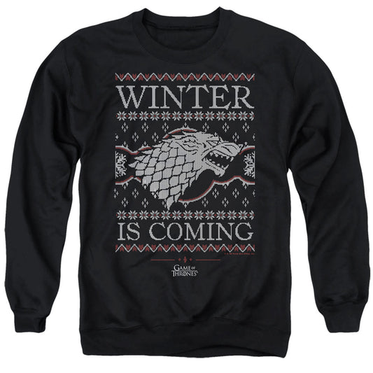 Game Of Thrones Winter Is Coming Ugly Christmas Mens Crewneck Sweatshirt Black