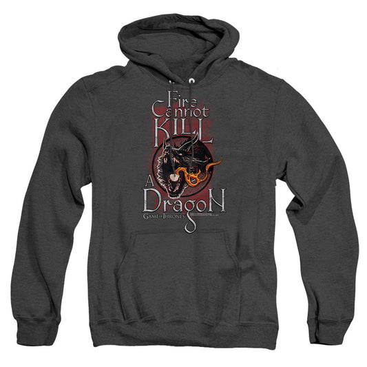 Game Of Thrones Fire Cannot Kill A Dragon Mens Heather Hoodie Black Officially Licensed