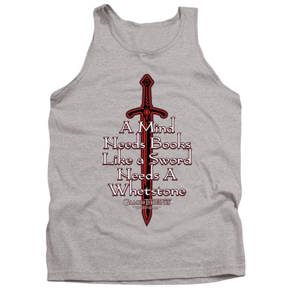 Game Of Thrones The Mind Needs Books Mens Tank Top Shirt Athletic Heather Officially Licensed