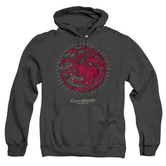 Game Of Thrones Targaryen Burst Sigil Mens Heather Hoodie Black Officially Licensed