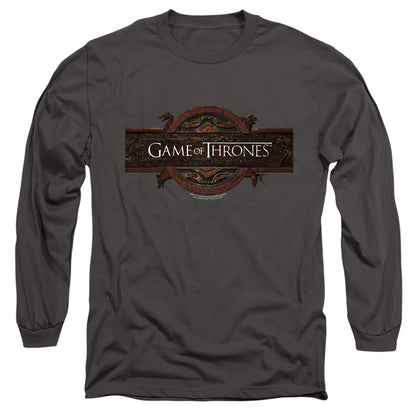 Game Of Thrones Title Sequence Logo Mens Long Sleeve Shirt Charcoal Officially Licensed