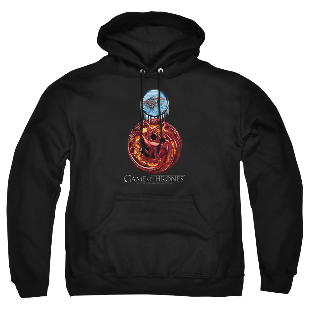 Game Of Thrones Combined Targaryn And Stark Mens Hoodie Black Officially Licensed