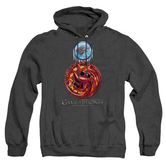 Game Of Thrones Combined Targaryn And Stark Heather Mens Hoodie Black Officially Licensed