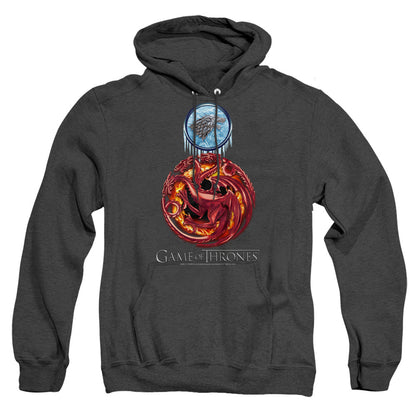 Game Of Thrones Combined Targaryn And Stark Mens Heather Hoodie Black Officially Licensed