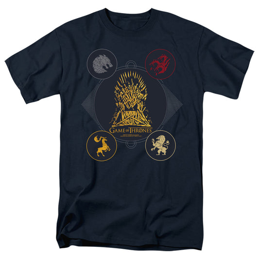 Game Of Thrones 4 Houses 4 The Throne Mens T Shirt Navy Officially Licensed