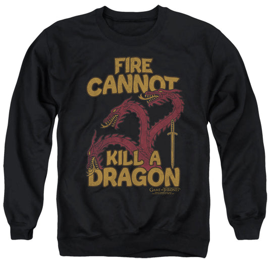 Game Of Thrones Dragons With Fire Mens Crewneck Sweatshirt Black Officially Licensed