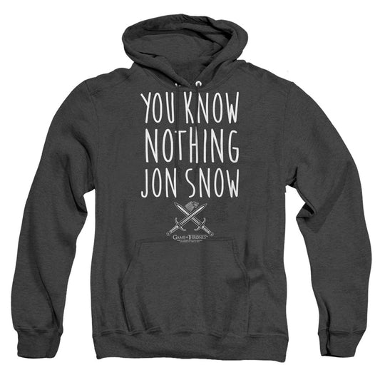 Game Of Thrones You Know Nothing Jon Snow Heather Mens Hoodie Black Officially Licensed