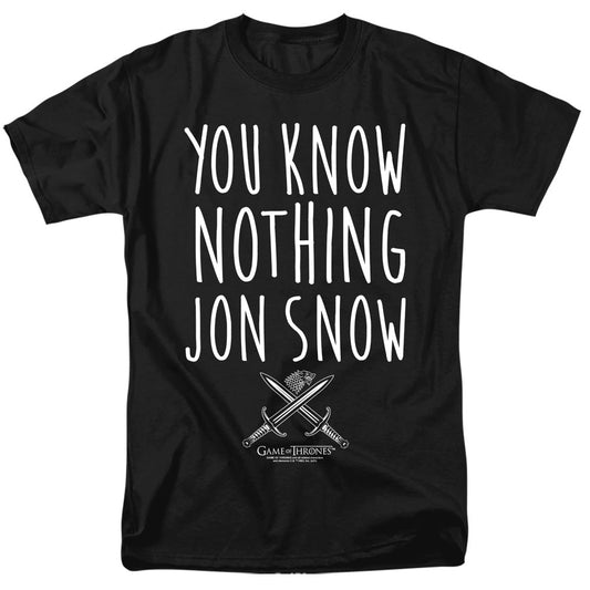 Game Of Thrones You Know Nothing Jon Snow Mens T Shirt Black Officially Licensed