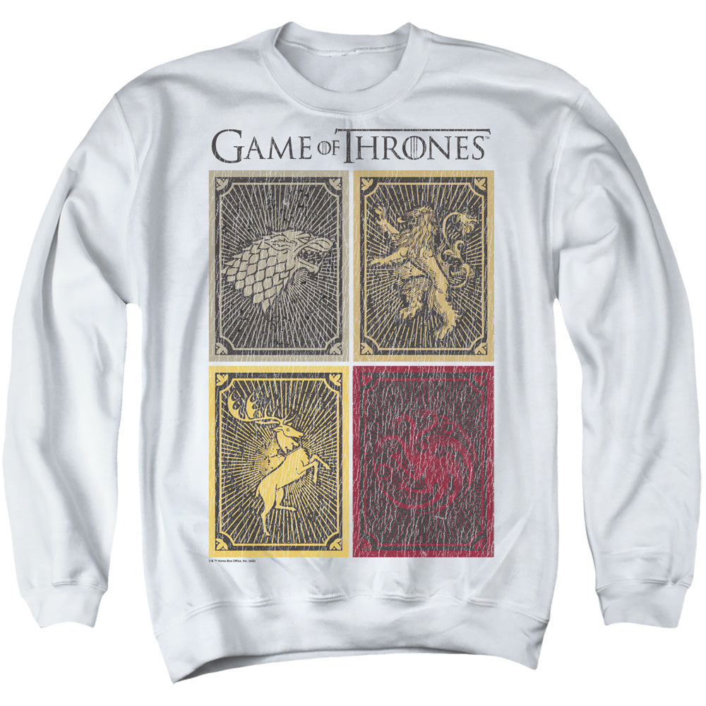 Game Of Thrones House Squares Mens Crewneck Sweatshirt White Officially Licensed