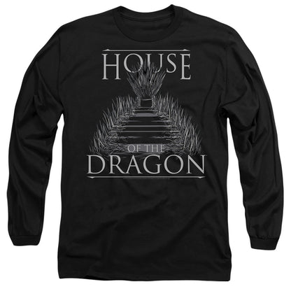 House Of The Dragon Sword Throne Mens Long Sleeve Shirt Black Officially Licensed