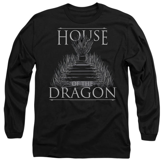 House Of The Dragon Sword Throne Mens Long Sleeve Shirt Black Officially Licensed