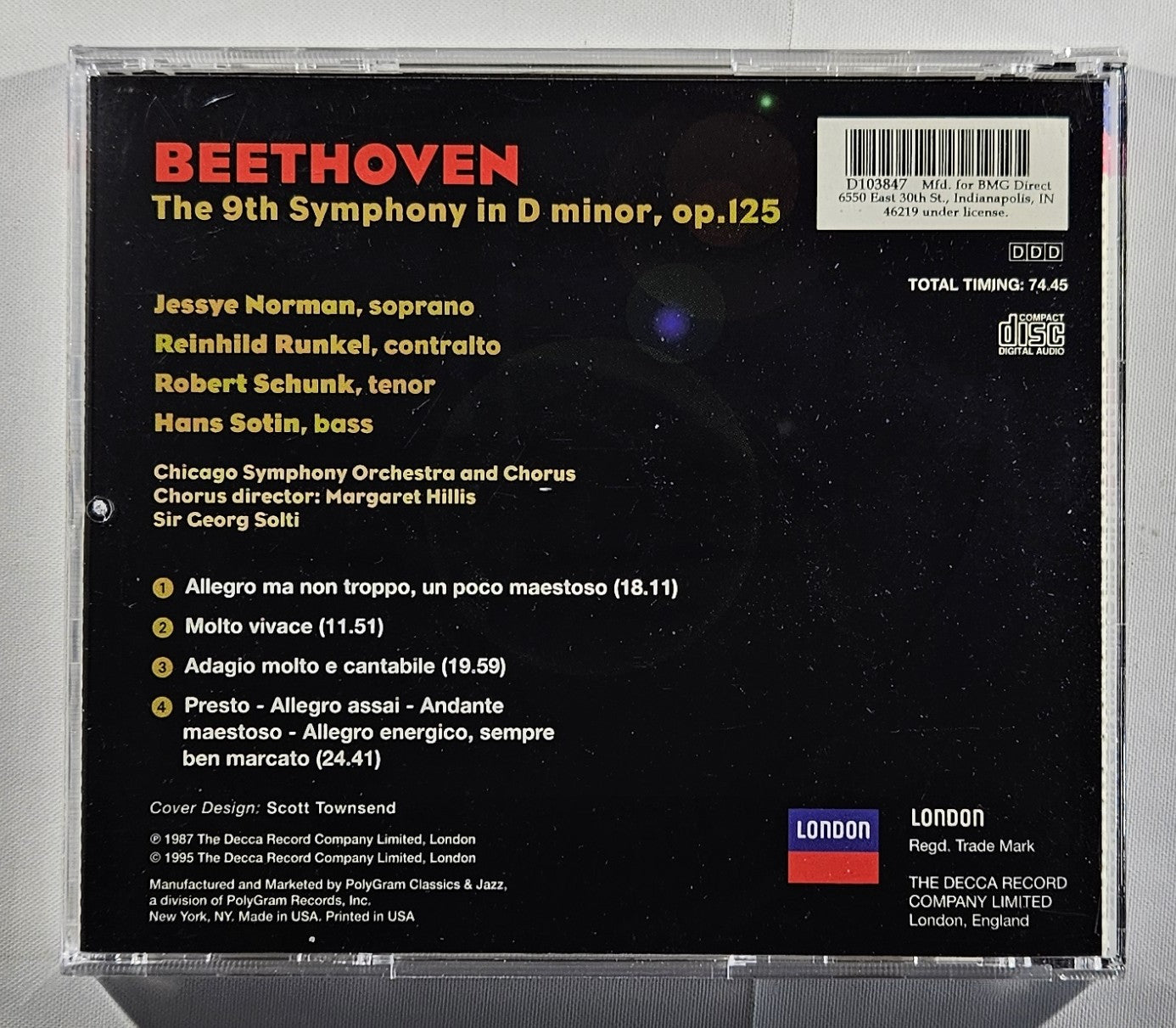 Georg Solti - Beethoven: Symphony No. 9 in D Minor, Op. 125 'Choral' [1995 Club Edition] [Used CD]